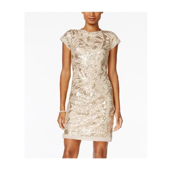 Vince Camuto Sequin Short Sleeve Shift Dress - Picture 3 of 16